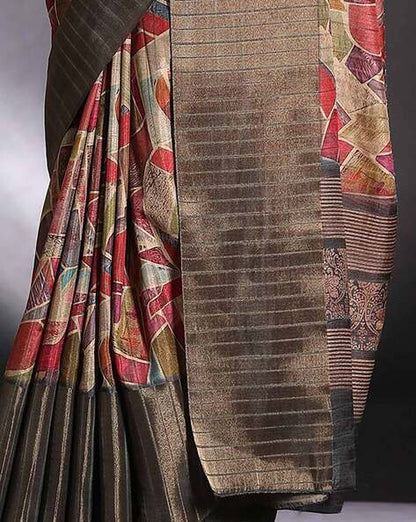 Multicolour Pure Handi Silk Handloom Saree Row Silk Saree Anant Tex Exports Pvt.Ltd..