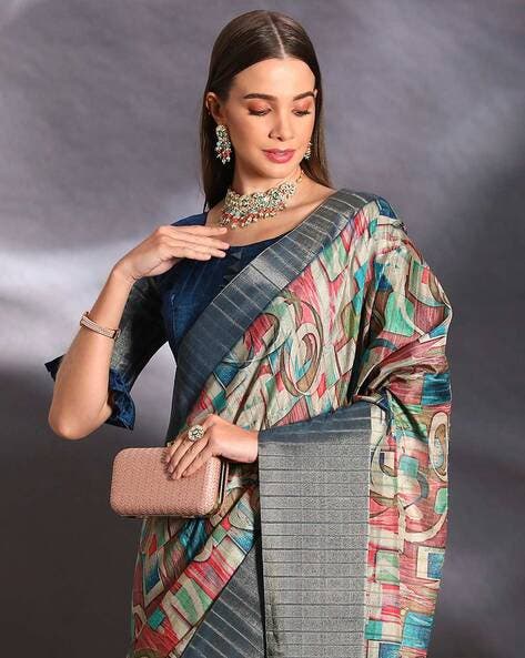 Blue Pure Handi Silk Handloom Saree Row Silk Saree Anant Tex Exports Pvt.Ltd..