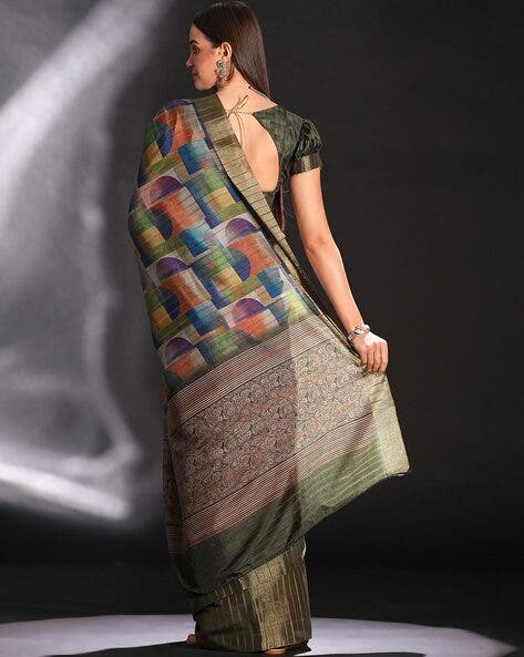 Mehandi Pure Handi Silk Handloom Saree