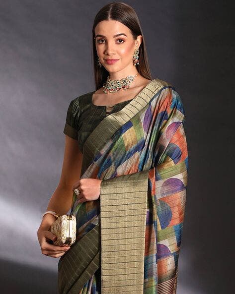 Mehandi Pure Handi Silk Handloom Saree