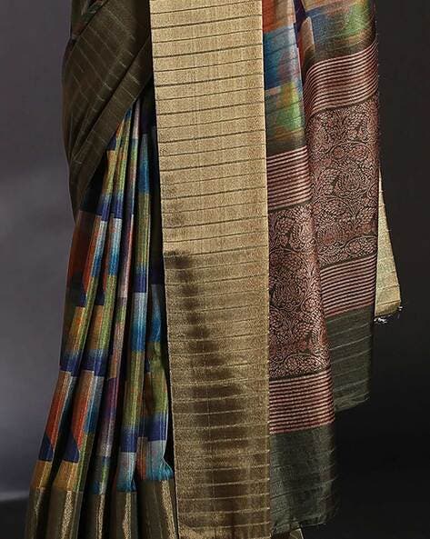 Mehandi Pure Handi Silk Handloom Saree
