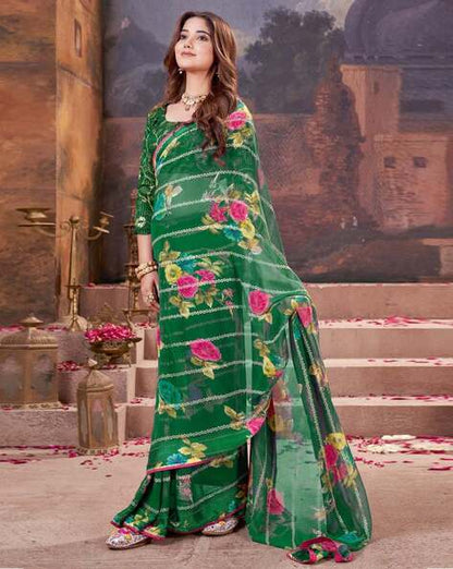 Green Pure Heavy Waighless Saree 