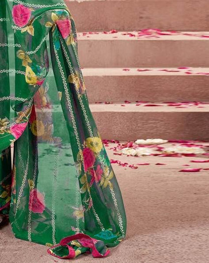 Green Pure Heavy Waighless Saree 
