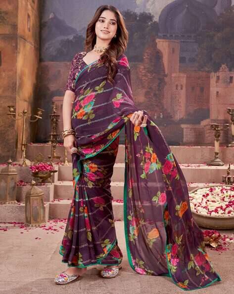 Purple Pure Heavy Waighless Saree 
