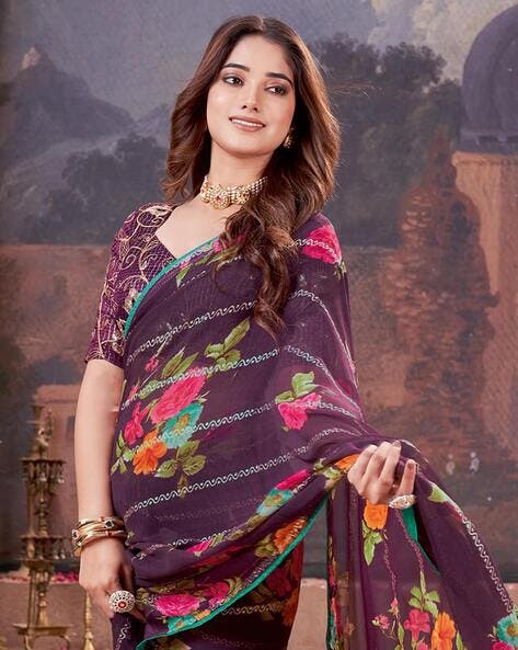 Purple Pure Heavy Waighless Saree 