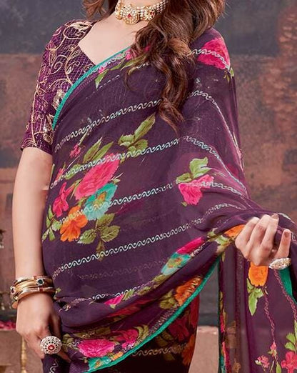 Purple Pure Heavy Waighless Saree 