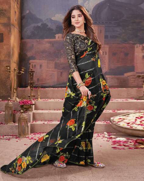 Black Pure Heavy Waighless Saree 