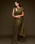 Olive Pure Chiffon Sequins Embroidery Work Ready to Wear Saree 