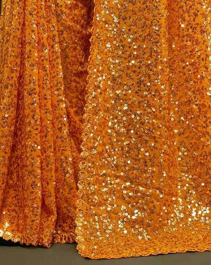 Yellow Pure Chiffon Sequins Embroidery Work Ready to Wear Saree 