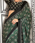 Ajrakh Print Japan Crape Saree