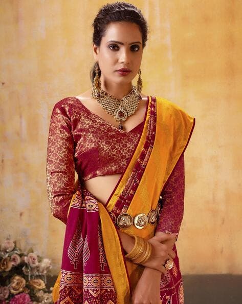 Maroon Pure Maslin Jeqard Silk Patan Patola Silk Saree 