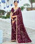 Megenta Pure Velvet Chiffon With Embroidery Work Chiffon Saree 