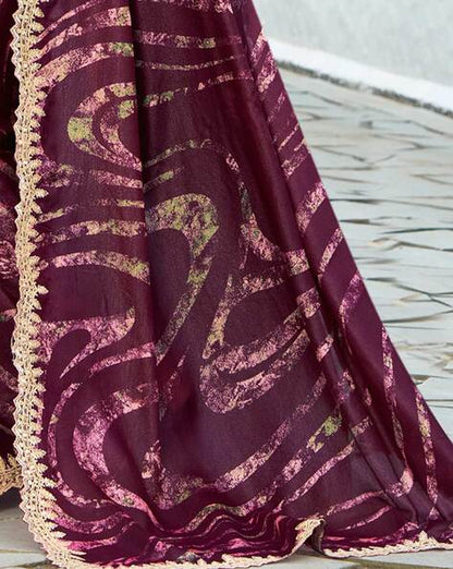 Megenta Pure Velvet Chiffon With Embroidery Work Chiffon Saree 