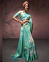 Water Blue Pure Banarasi Handloom Digital Printed Silk Saree 