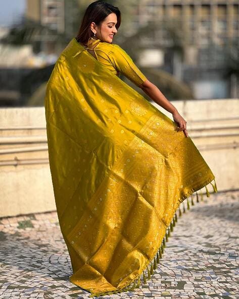 Olive Pure Soft Munga Silk Handloom Weaving Saree 