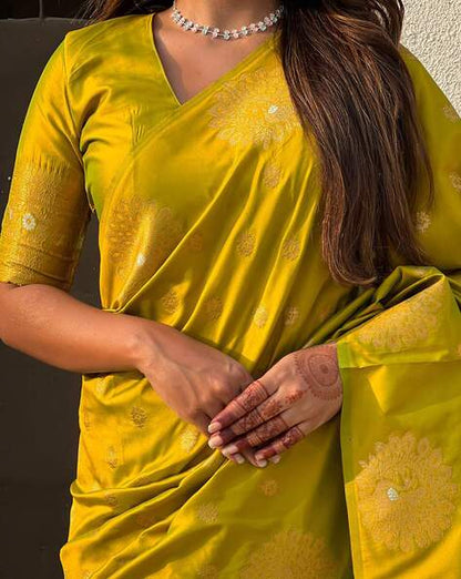 Olive Pure Soft Munga Silk Handloom Weaving Saree 