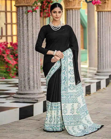 Black Pure Soft Bhagalpuri Cotton Handloom Saree 