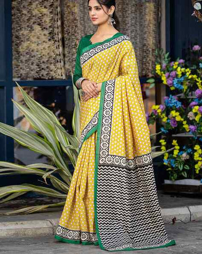 Yellow Pure Soft Bhagalpuri Cotton Handloom Saree 