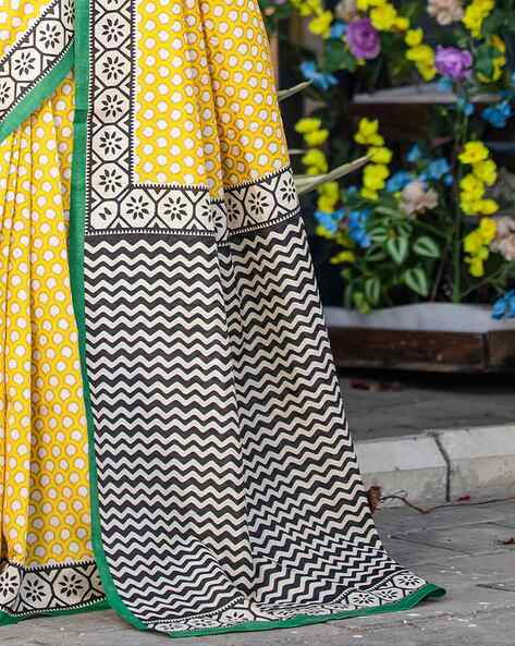Yellow Pure Soft Bhagalpuri Cotton Handloom Saree 