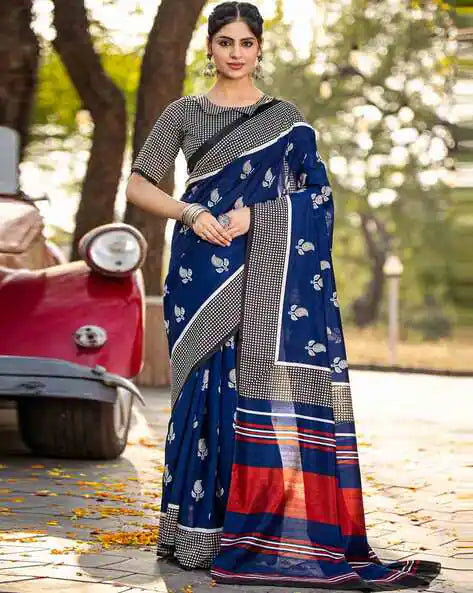 Blue Pure Soft Bhagalpuri Cotton Handloom Saree