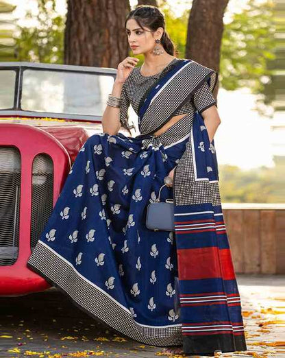 Blue Pure Soft Bhagalpuri Cotton Handloom Saree 