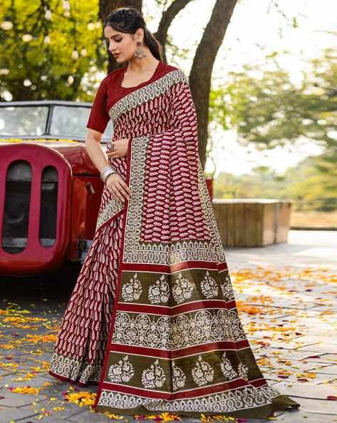 Maroon Pure Soft Bhagalpuri Cotton Handloom Saree 