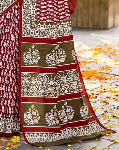 Maroon Pure Soft Bhagalpuri Cotton Handloom Saree 