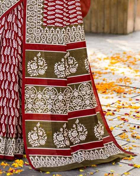 Maroon Pure Soft Bhagalpuri Cotton Handloom Saree