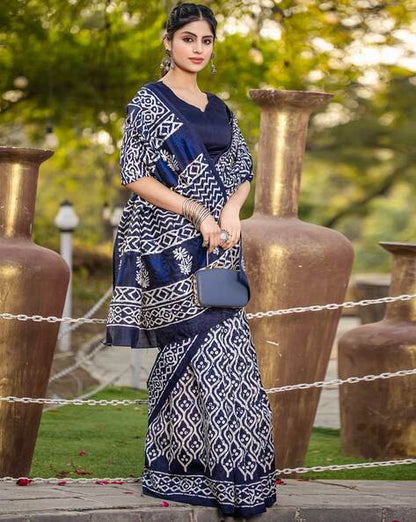 Blue Pure Soft Bhagalpuri Cotton Handloom Saree 