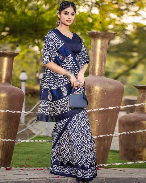 Blue Pure Soft Bhagalpuri Cotton Handloom Saree