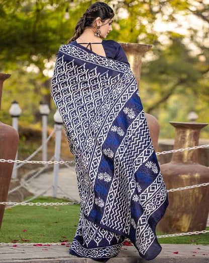 Blue Pure Soft Bhagalpuri Cotton Handloom Saree 