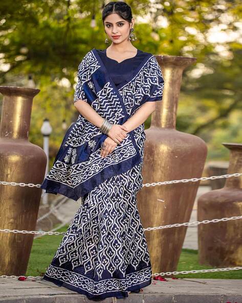 Blue Pure Soft Bhagalpuri Cotton Handloom Saree