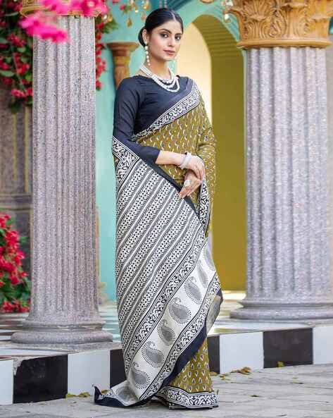 Olive Pure Soft Bhagalpuri Cotton Handloom Saree 
