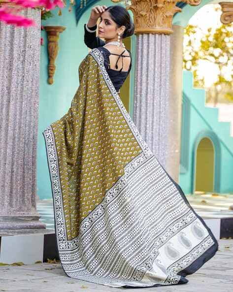 Olive Pure Soft Bhagalpuri Cotton Handloom Saree 