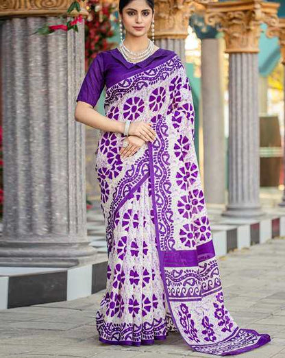 Purple Pure Soft Bhagalpuri Cotton Handloom Saree 