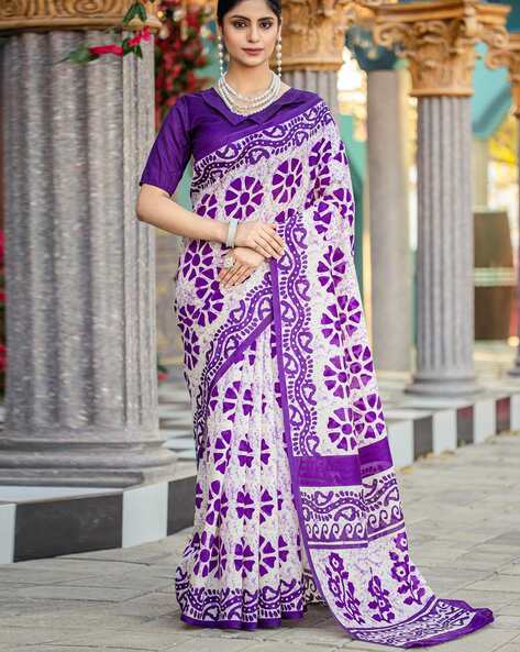 Purple Pure Soft Bhagalpuri Cotton Handloom Saree