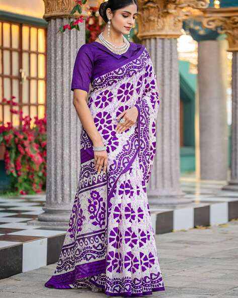 Purple Pure Soft Bhagalpuri Cotton Handloom Saree 