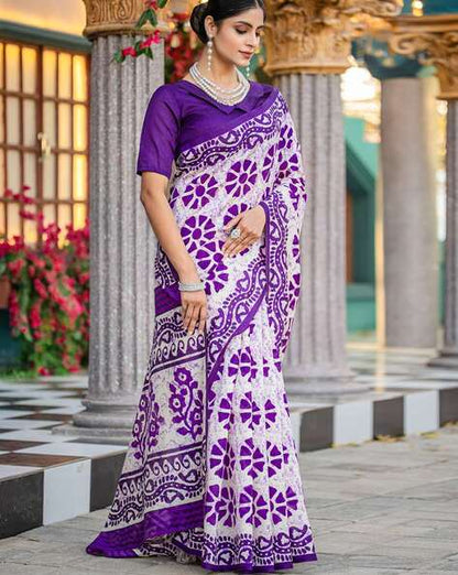 Purple Pure Soft Bhagalpuri Cotton Handloom Saree 