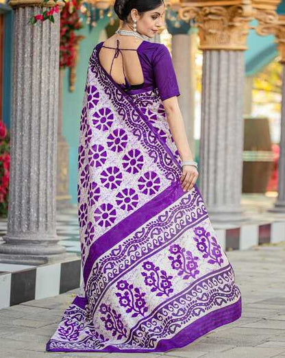 Purple Pure Soft Bhagalpuri Cotton Handloom Saree 