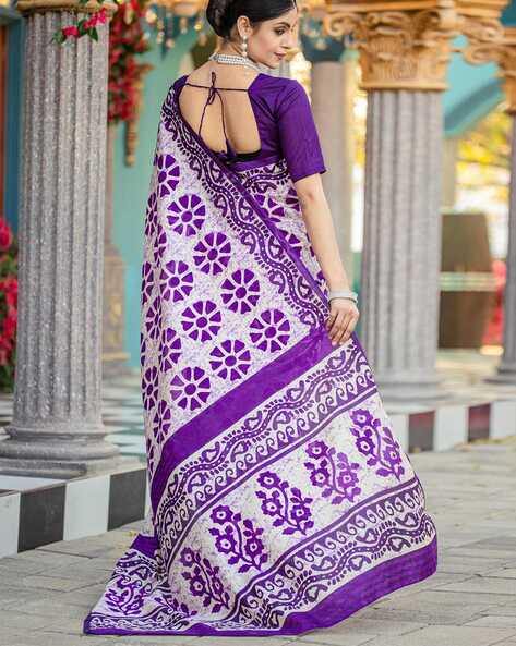 Purple Pure Soft Bhagalpuri Cotton Handloom Saree