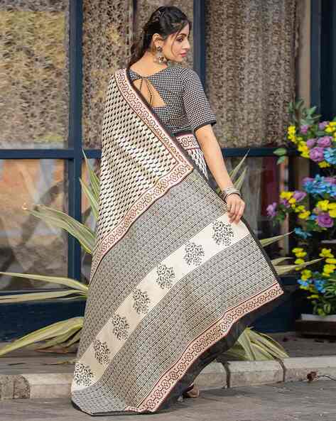 Off white Pure Soft Bhagalpuri Cotton Handloom Saree 