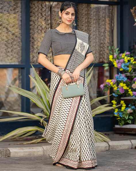 Off white Pure Soft Bhagalpuri Cotton Handloom Saree 