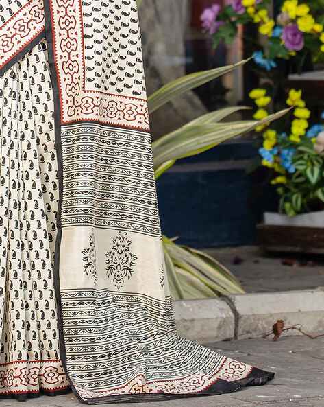 Off white Pure Soft Bhagalpuri Cotton Handloom Saree