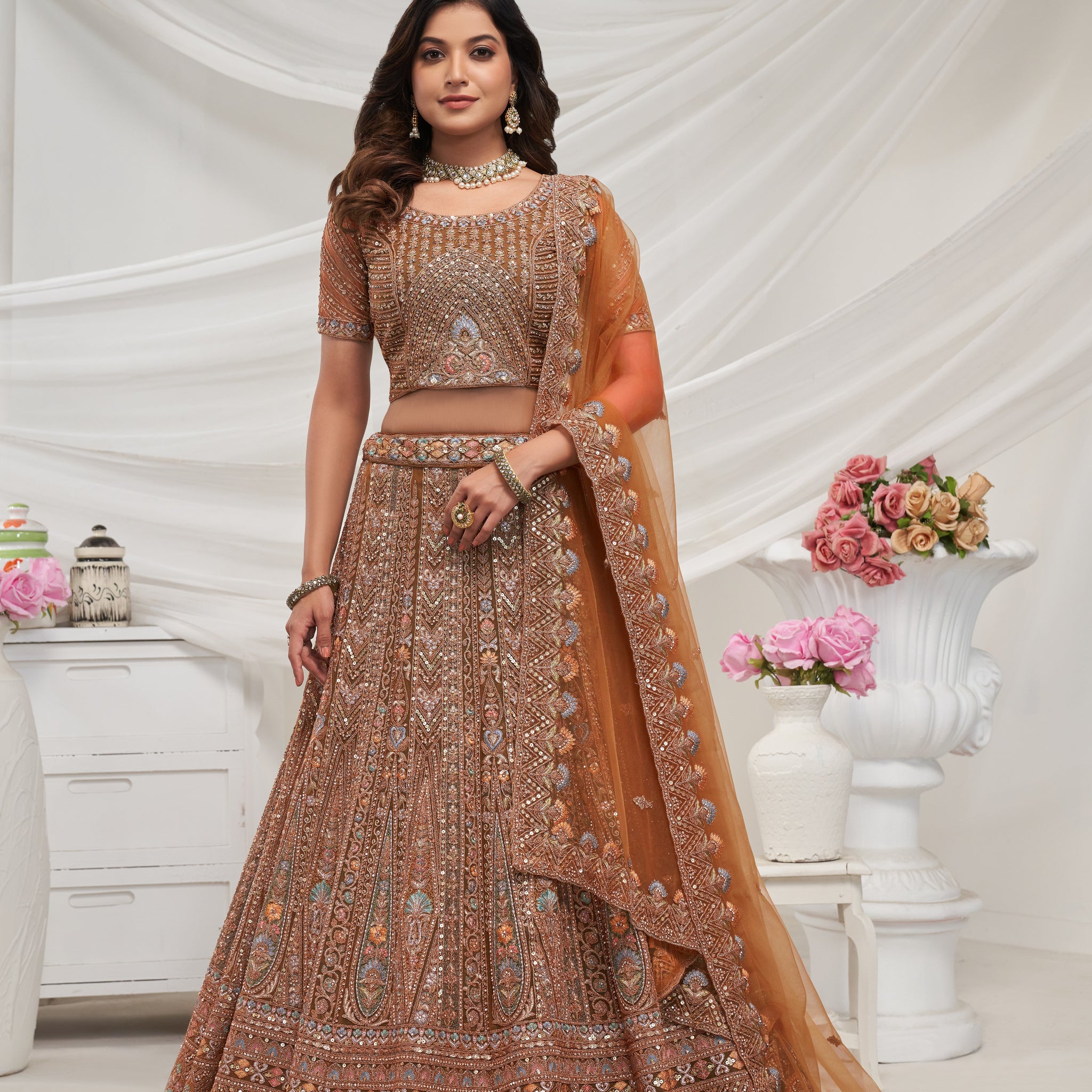 Mustard Paisley Patterned Lehenga Ensemble
