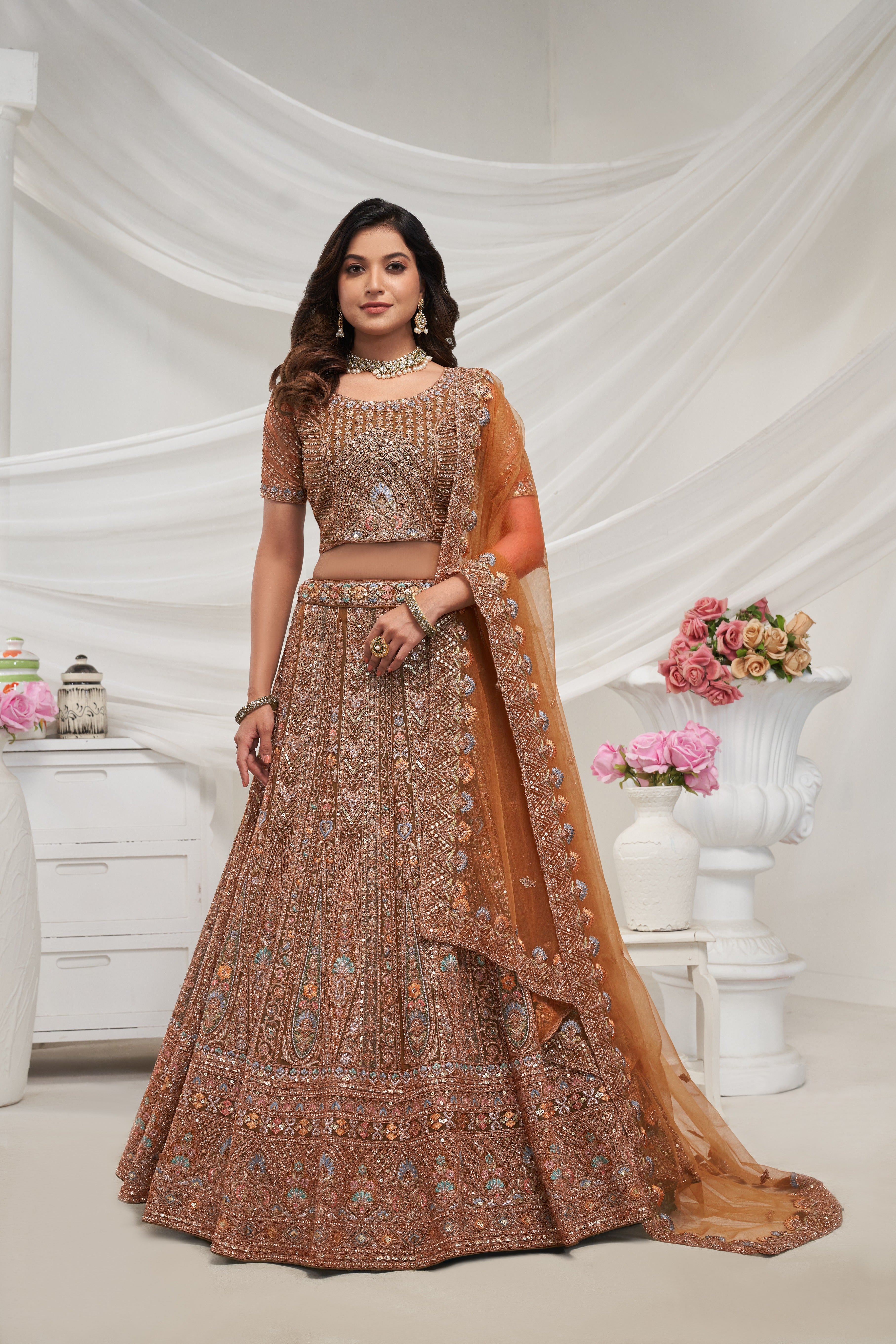 Mustard Paisley Patterned Lehenga Ensemble