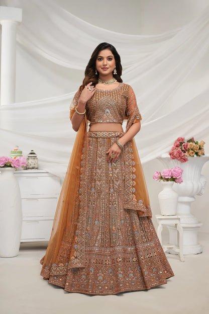 Mustard Paisley Patterned Lehenga Ensemble