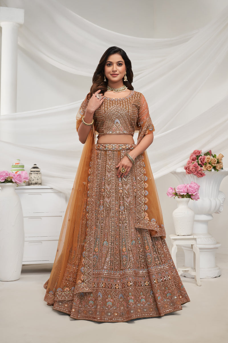 Mustard Paisley Patterned Lehenga Ensemble