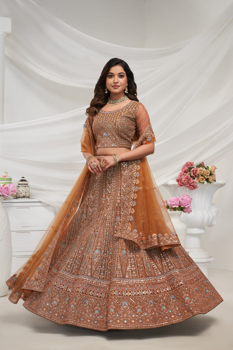 Mustard Paisley Patterned Lehenga Ensemble