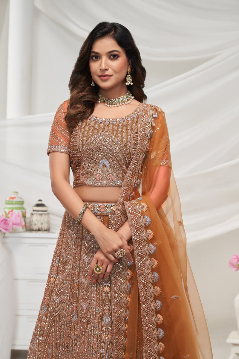 Mustard Paisley Patterned Lehenga Ensemble