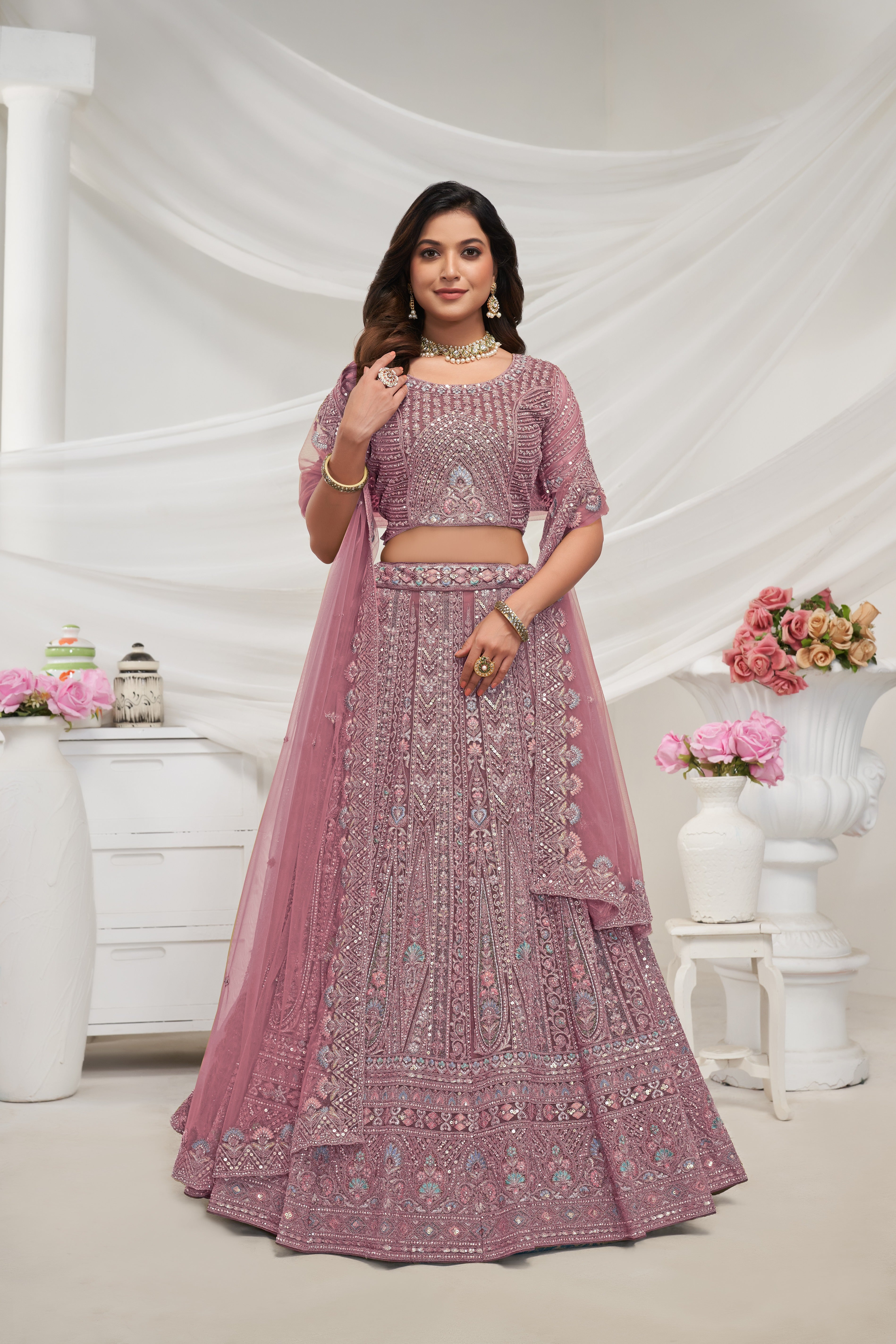 Mauve Paisley Patterned Lehenga Ensemble